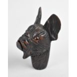 A Late 19th Century Novelty Umbrella Handle in the Form of a French Bulldog with Glass Eyes and