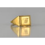 A Gold Plated Signet Ring, Monogrammed HFF, Size S