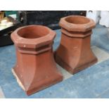 A Pair of Vintage Terracotta Chimney Pots, 44cms Tall