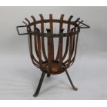 A Small Wrought Iron Black painted Garden Plant Pot Stand, 45cms Tall