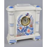 A Modern Ceramic Mantel Clock of Architectural Form, Clockwork Movement, 25cms High