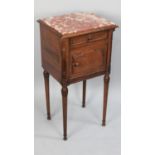 An Early 20th Century French Marble Topped Bedside Cabinet with Single Drawer Over Pot Cupboard,