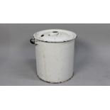 A Circular White Enamelled Lidded Bin, 30cm Diameter and 31cm high