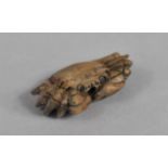 A Small Japanese Carved Wooden Netsuke in the form of a Crab, Signed