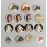 A Collection of 19th/20th Century Circular Enamelled Metal Discs or Button Tops Decorated with