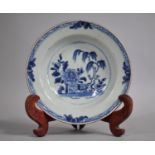 An 18th/19th Century Chinese Porcelain Dish Decorated with Willow Tree and Blooming Flower in Walled