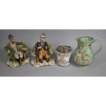 Two Large Capodimonte Figures Together with a Beswick Glazed Relief Jug and an Early 20th Century
