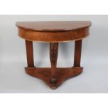 A Late Victorian Mahogany Demi Lune Side Table with Serpentine Base and Cabriole Front Leg with