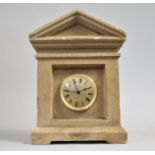 A Reconstituted Stone Mantle Clock of Architectural Form Together with a Pair of Slate Capital