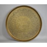 A Large Indian Brass Benaries Tray Top Decorated with Figures and Animals, 58cm Diameter