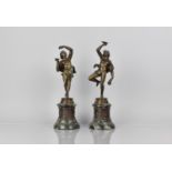 A Pair of 19th Century French Bronze Figural Garnitures, Classical Nude Playing Cymbal and the Other