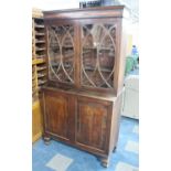 A Mid 19th Century Mahogany Library Bookcase Having Panelled Sting Inlaid Doors to Shelved Base,