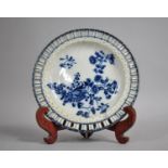 An English 19th Century Blue and White Plate Decorated with Floral Motif with Pierced and Moulded