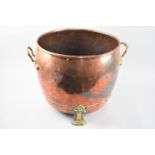 A Large and Heavy Copper and Brass Coal Bucket with Two Carrying Handles, 40cm Diameter and 35cm