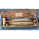 A Vintage Croquet Set in a Wooden Box
