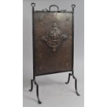 A Wrought Iron and Copper Arts and Crafts Fire Guard, 36cm wide