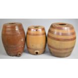 Three Large Glazed Stoneware Barrels