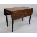 A Late 19th/Early 20th Century Mahogany Drop Leaf Pembroke Table with Turned Supports, 91cm wide