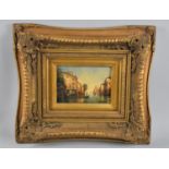 A Reproduction Gilt Framed Oil Depicting Venice Canal with Gondola After Bouvard, 16.5x10cm