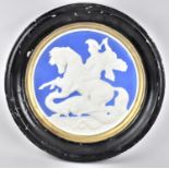 A 19th/20th Century Circular Jasperware Style Plaster Plaque Depicting George and the Dragon