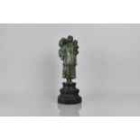 Charles Leonard Hartwell RA (1873-1951) A Green Patinated Bronze Sculpture of Mother and Child,