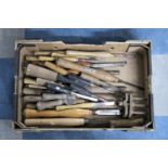 A Collection of Wood Chisels, Lathe Chisels etc