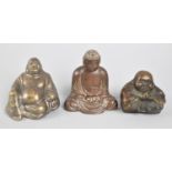A Collection of Three Bronze Buddhas, Tallest 7cm high