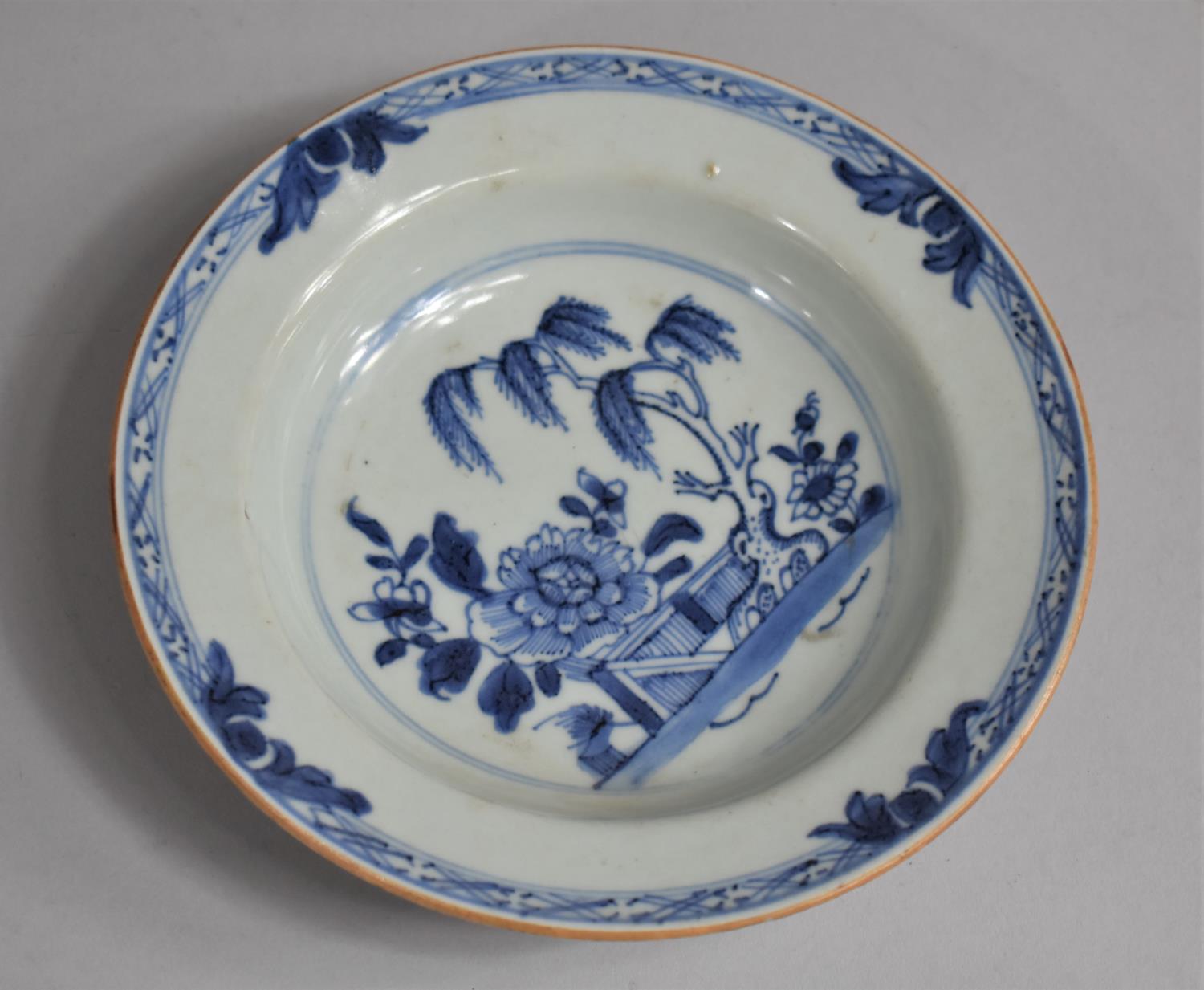 An 18th/19th Century Chinese Porcelain Dish Decorated with Willow Tree and Blooming Flower in Walled - Image 2 of 3