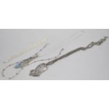 A Collection of Silver and White Metal Jewellery to Comprise Pendant and Chain, Silver Mounted Shell