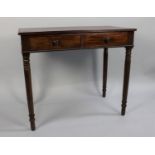 A Late 19th/Early 20th Century Mahogany Two Drawer Side Table on Turned Supports, 90cm wide