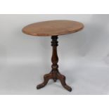 A Victorian Mahogany Oval Snap Top Tripod Table, 65cm wide