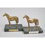 A Pair of Point to Point Trophies Depicting Race Horses on Marble Plinths, For Players National Gold