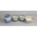 Two 19th Century Pekin Pattern Transfer Printed Tankards Together with a Chinoiserie Bowl and a Blue