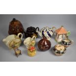 A Collection of Various Ceramics to Comprise Glazed Biscuit Barrel, Onion Pot, Teapots etc