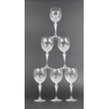 A Set of Six Wine Glasses with Frosted Stems