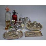 A Collection of Various Silver Plate to Comprise Tankards, Galleried Circular Tray etc Together with