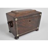 A Mid 19th Century Rosewood Two Division Tea Caddy of Sarcophagus Form, the Hinged Lid and sides