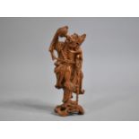 A Vintage Carved Chinese Figure of Elder Drinking From Teapot, 14cm high