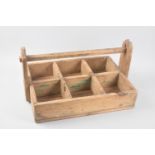 A Vintage Wooden Blacksmiths Six Division Nail Tray, 40cm wide