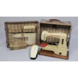A Vintage Helvetia Electric Portable Sewing Machine with Power Cable and Foot Pedal, Untested