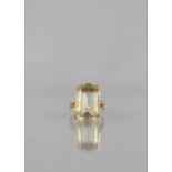 A European 14ct Gold and Citrine Dress Ring, Emerald Cut Stone Measuring 19mm by 13mm Approx and