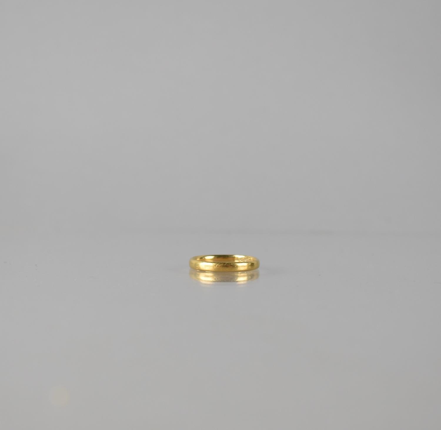 A 22ct Gold Wedding Band, Plain Polished Band, Chester Hallmark, Date Indistinct, 2.7gms, Size K