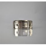 A Lanvin Four Panel Bracelet, Silver Tone, Four Rectangular Panels Etched and Pierced with Square