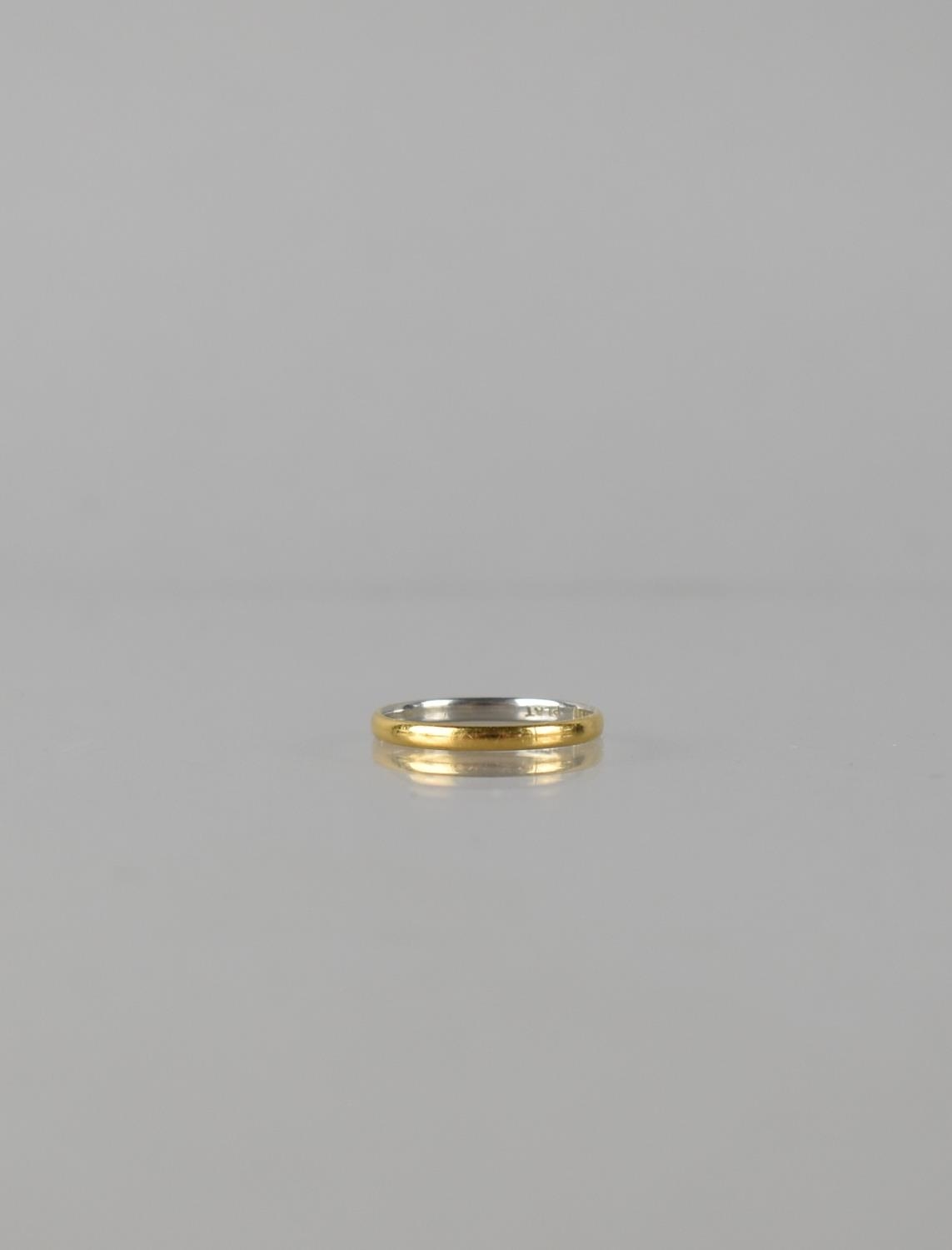 A 22ct Polished Gold and Platinum Ring, Interior Stamped 'Fidelity', 'Plat' 1.6gms, Size K.5