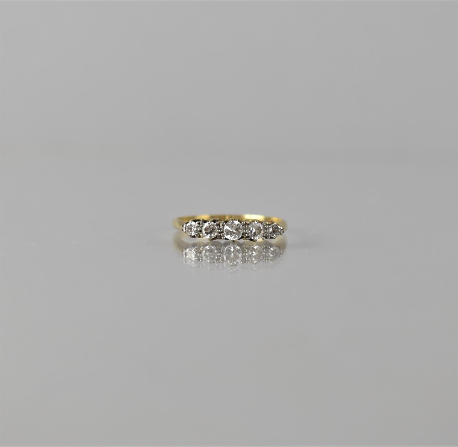 A Late 19th/Early 20th Century Five Stone Diamond and 18ct Gold Half Hoop Ring, Central Old European - Bild 2 aus 5