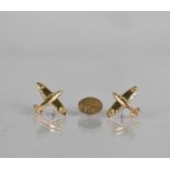 Three 9ct Gold Pins, Two Spitfires and an Oval Example, Spitfires 21mm Wide, Birmingham 1990, by AR,