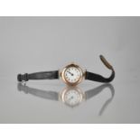 An Early 20th Century 9ct Gold Cased Rolex Wrist Watch, Round Face with White Enamel Dial, Blue