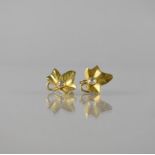 A Pair of Early 20th Century 9ct Gold and Diamond Screw Back Earrings, Ivy Leaves, Central Old