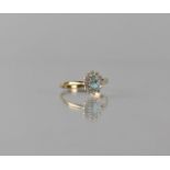 A Modern 9ct Gold, Sapphire and CZ Dress Ring, Central Oval Cut Stone Measuring Approx 5mm by 4mm