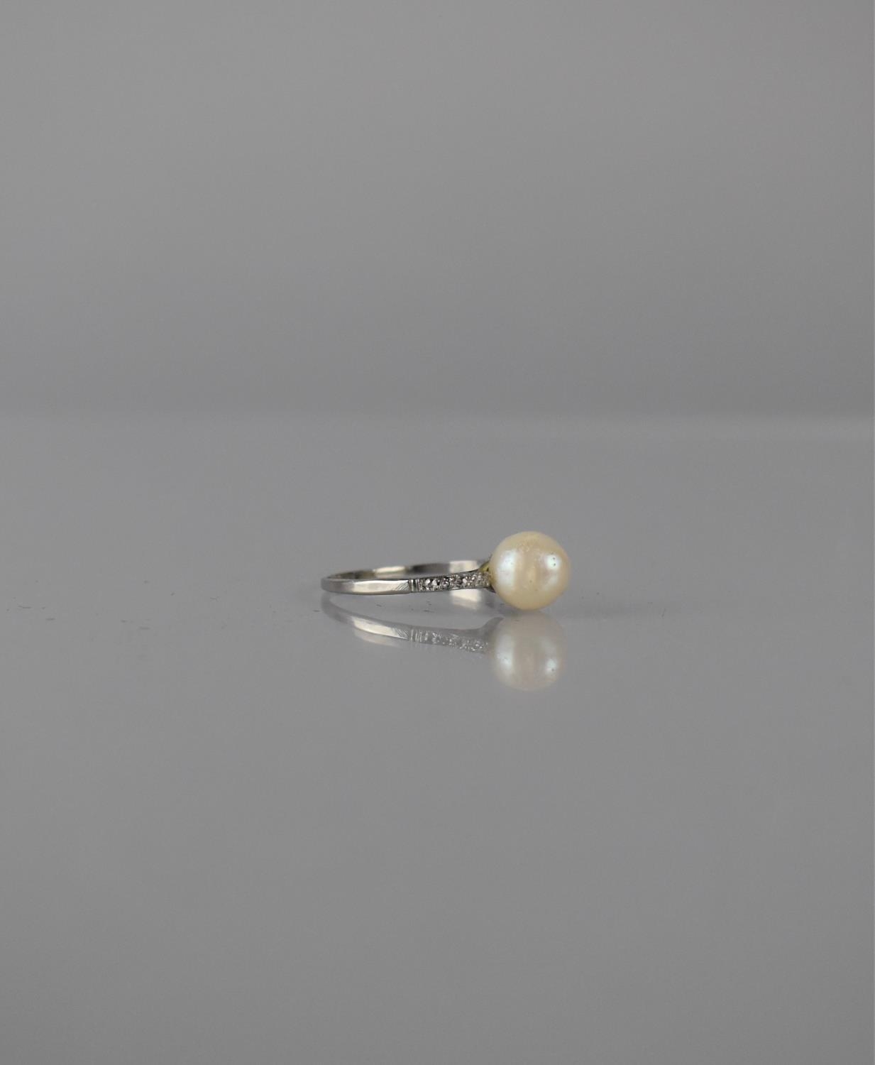 An Art Deco Pearl and Diamond Dress Ring, Central Ivory Pearl Measuring 8mm Diameter and 8mm Tall